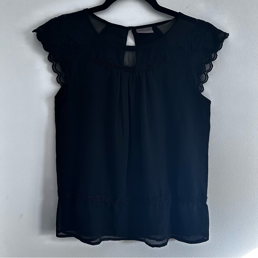 Vero Moda Embroidered Cap Sleeve Blouse Black Size Small - Picture 3 of 14